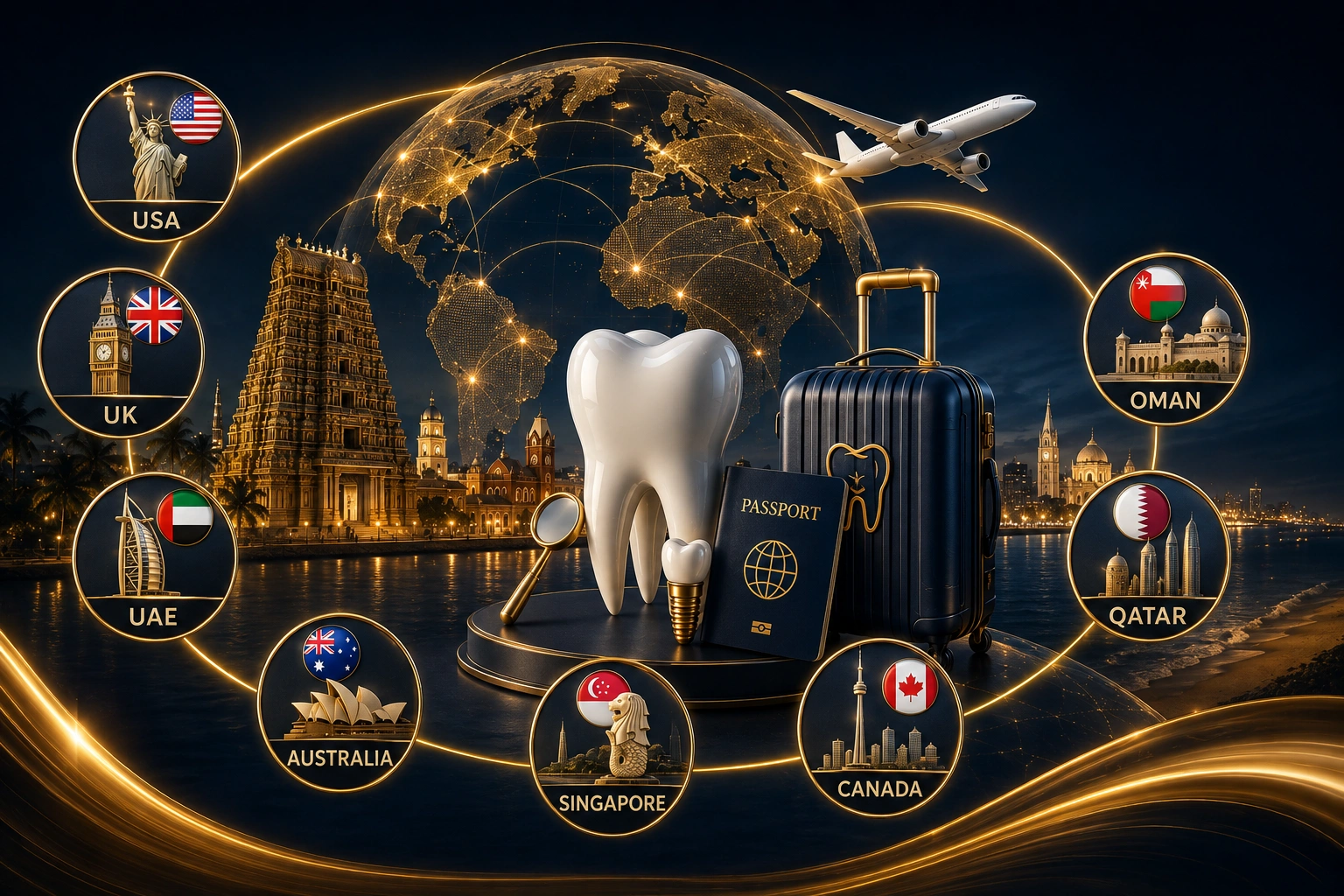 World map highlighting countries Nakshatra Dental serves